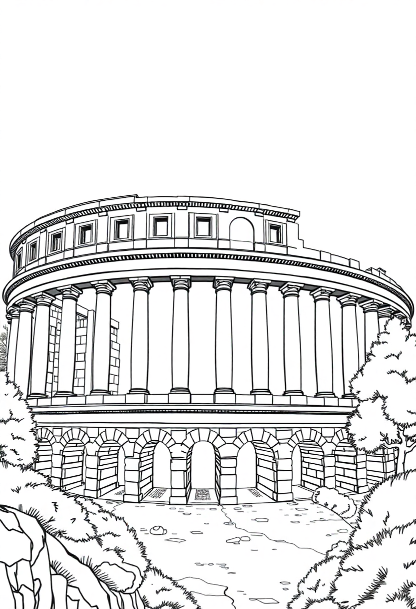 Roman Amphitheater coloring page, free printable
