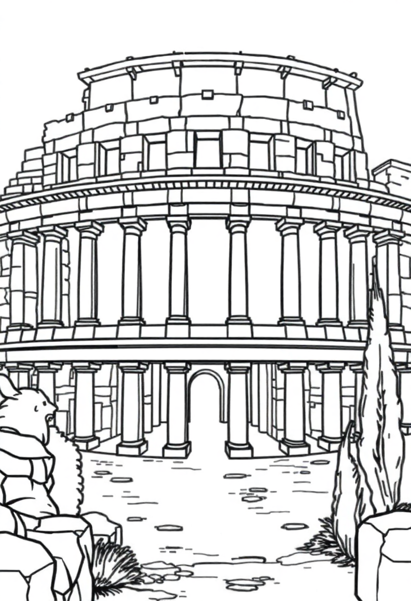 Roman Amphitheater coloring page, free printable