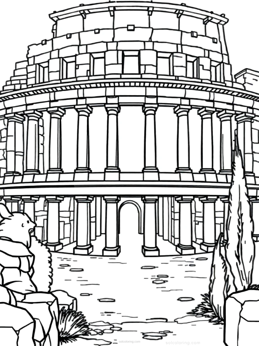 Roman Amphitheater coloring page for kids