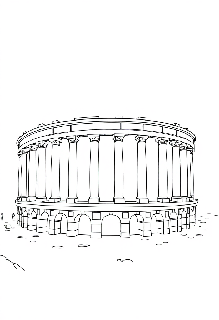 Roman Amphitheater coloring page, free printable