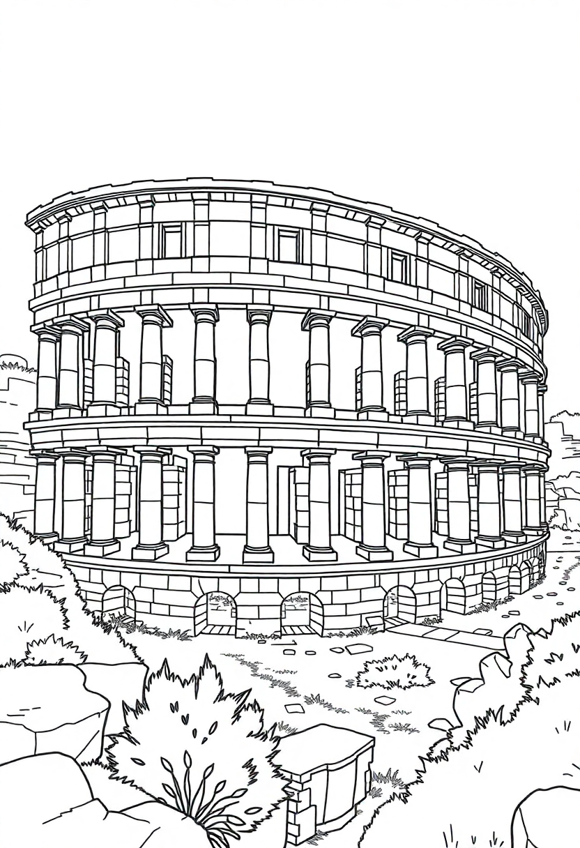 Roman Amphitheater coloring page, free printable
