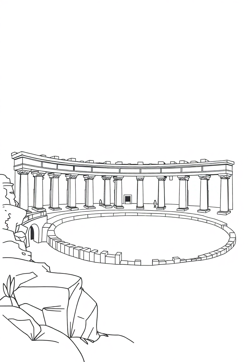 Roman Amphitheater coloring page, free printable