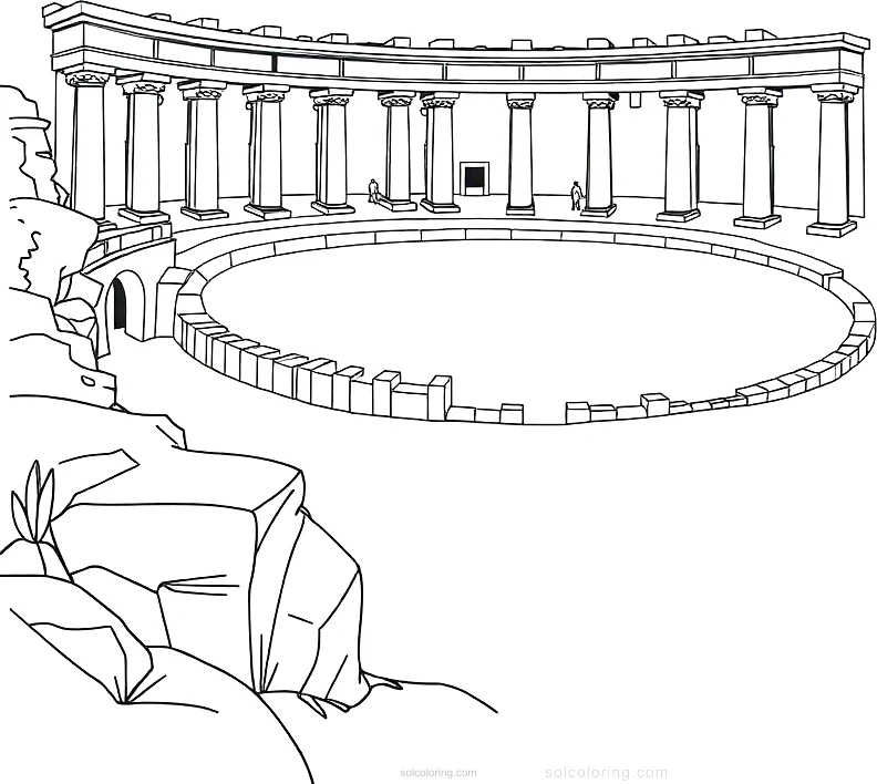 Roman Amphitheater coloring page for kids