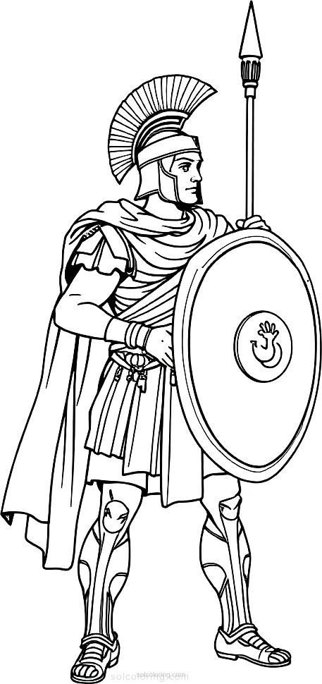 Roman Centurion Soldier coloring page for kids