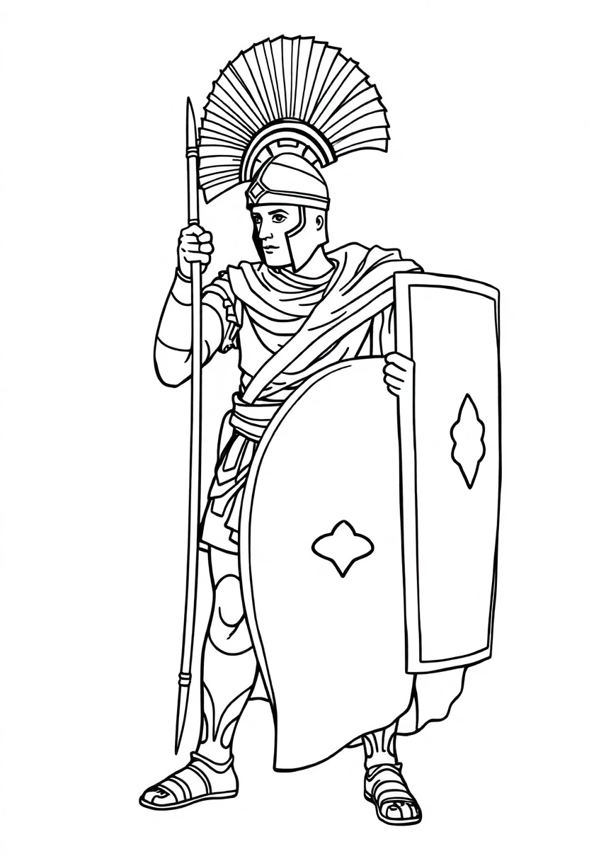 Roman Centurion Soldier coloring page, free printable