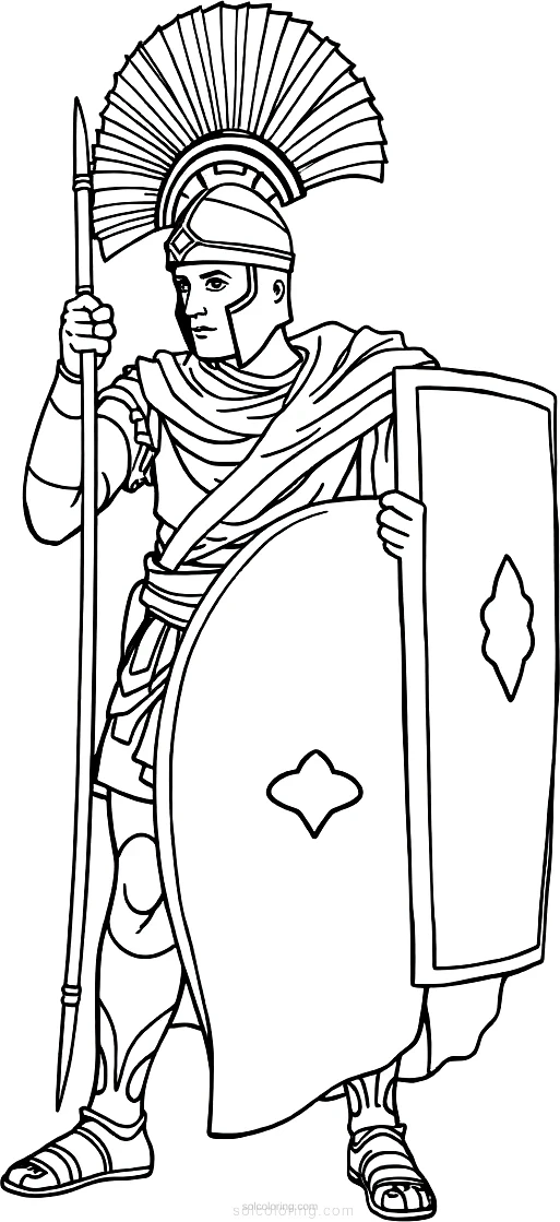 Roman Centurion Soldier coloring page for kids