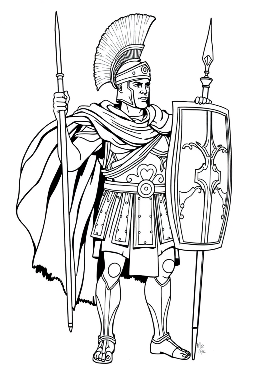 Roman Centurion Soldier coloring page, free printable