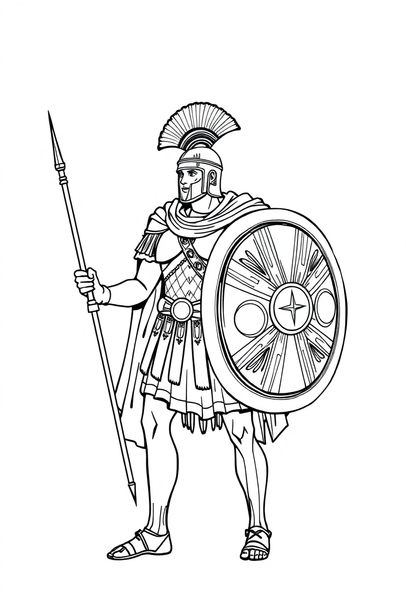 Roman Centurion Soldier coloring page, free printable