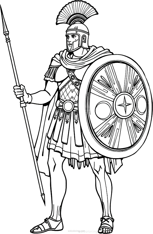 Roman Centurion Soldier coloring page for kids