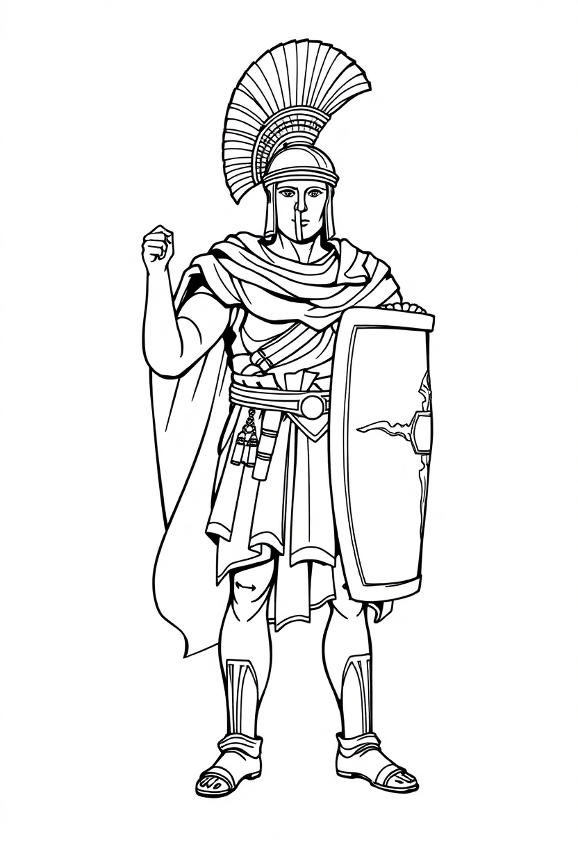 Roman Centurion Soldier coloring page, free printable