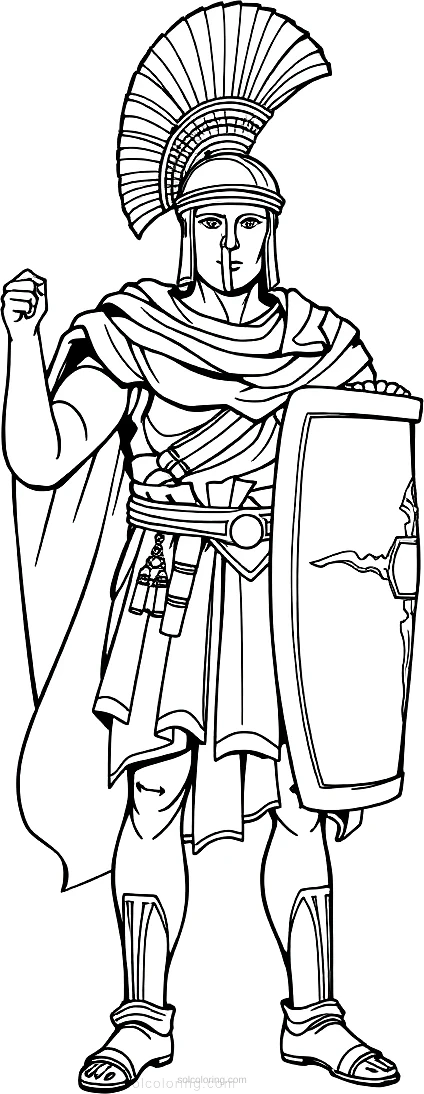 Roman Centurion Soldier coloring page for kids