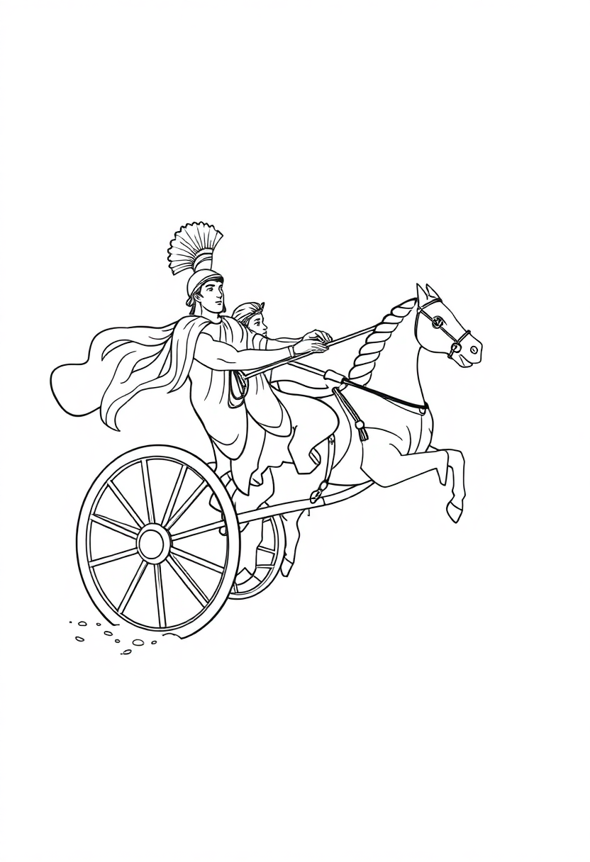 Roman Chariot Racing coloring page, free printable