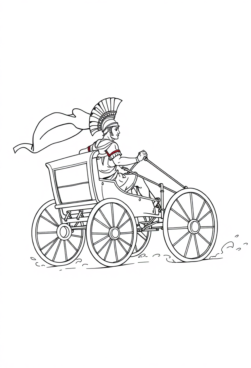 Roman Chariot Racing coloring page, free printable