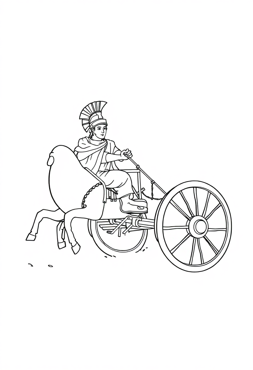 Roman Chariot Racing coloring page, free printable