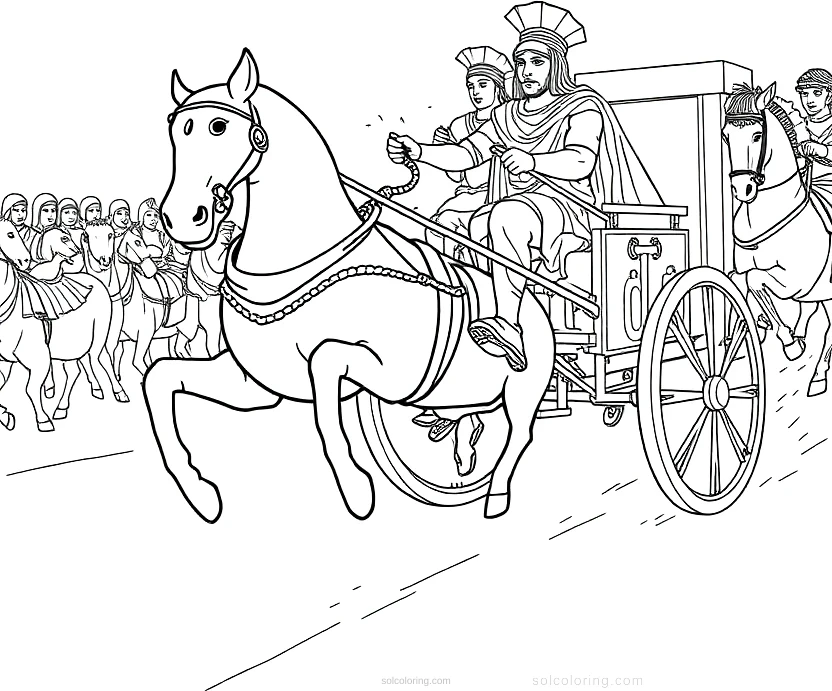 Roman Chariot Racing coloring page for kids