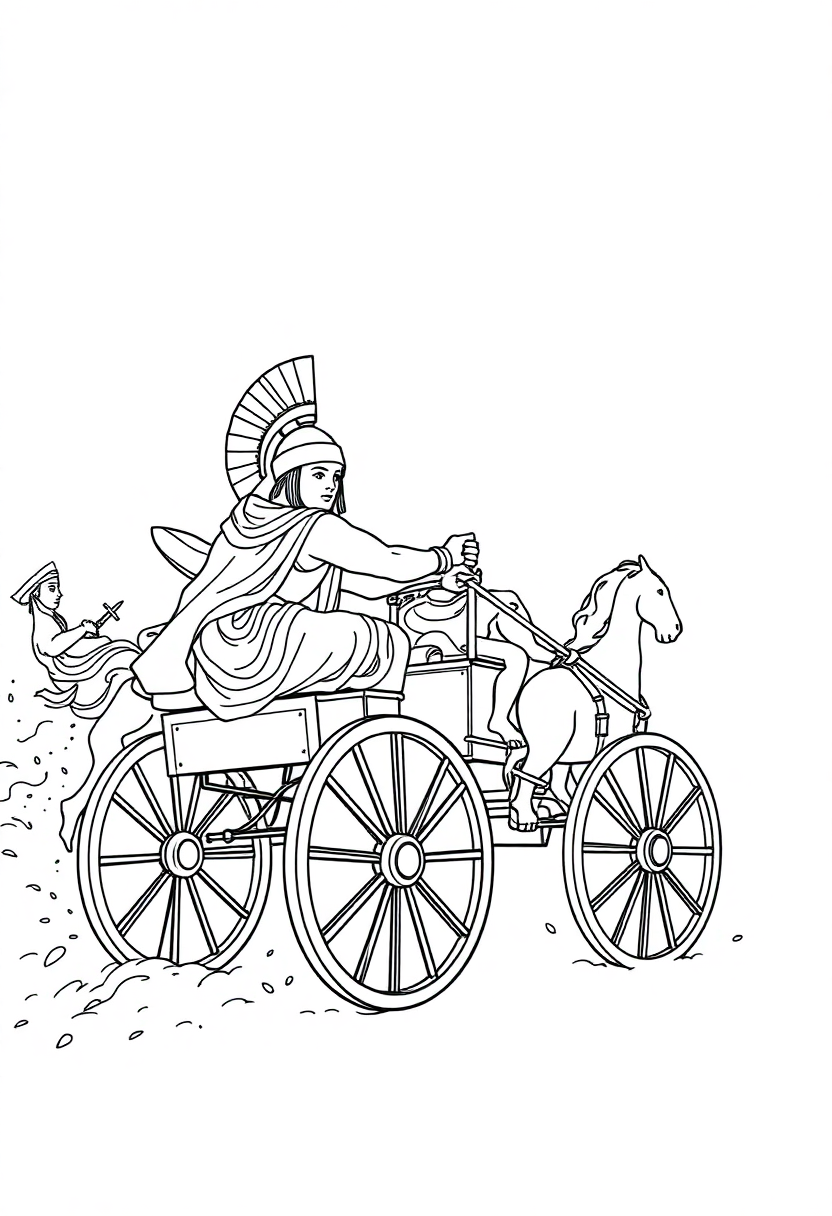 Roman Chariot Racing coloring page, free printable