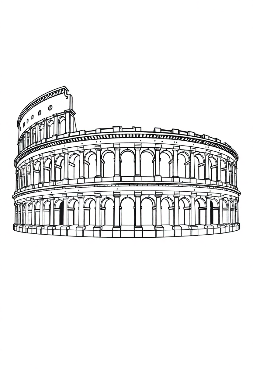 Roman Colosseum coloring page, free printable