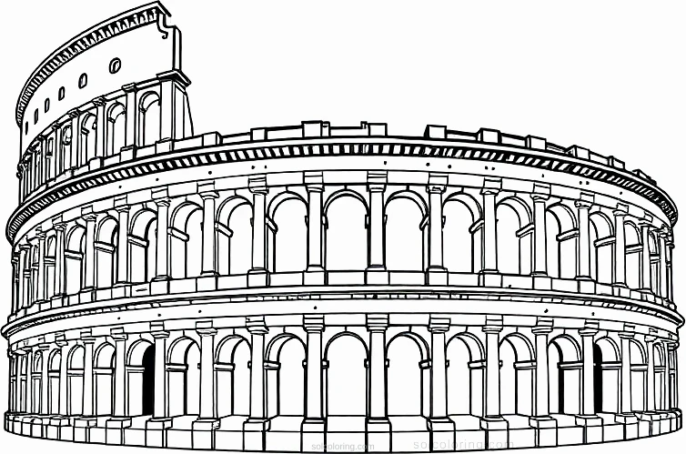 Roman Colosseum coloring page for kids
