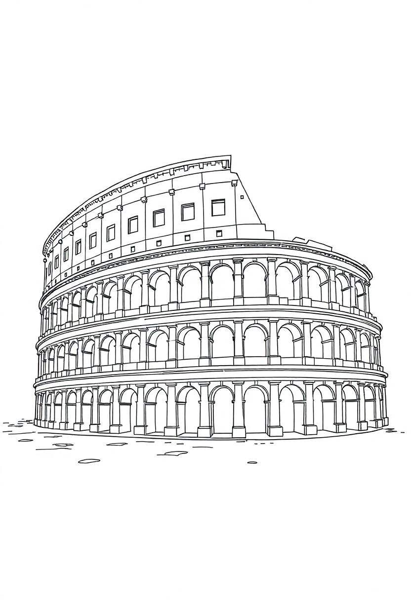 Roman Colosseum coloring page, free printable