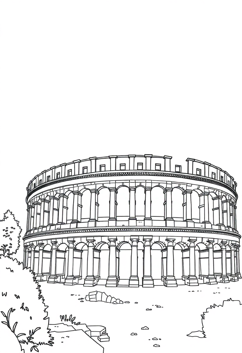 Roman Colosseum coloring page, free printable