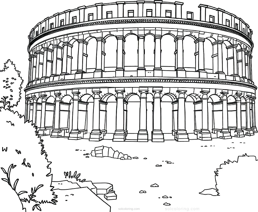 Roman Colosseum coloring page for kids