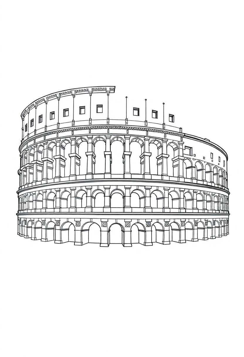 Roman Colosseum coloring page, free printable