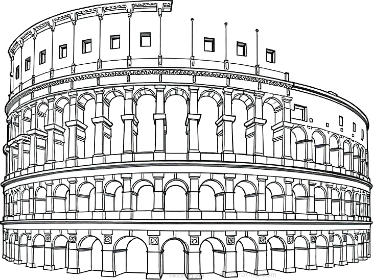 Roman Colosseum coloring page for kids