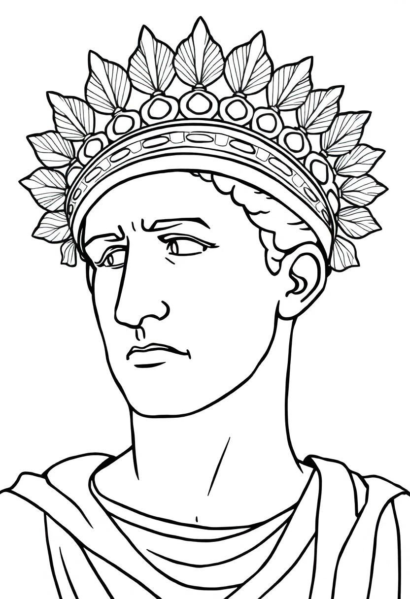 Roman Emperor with Laurel Crown coloring page, free printable
