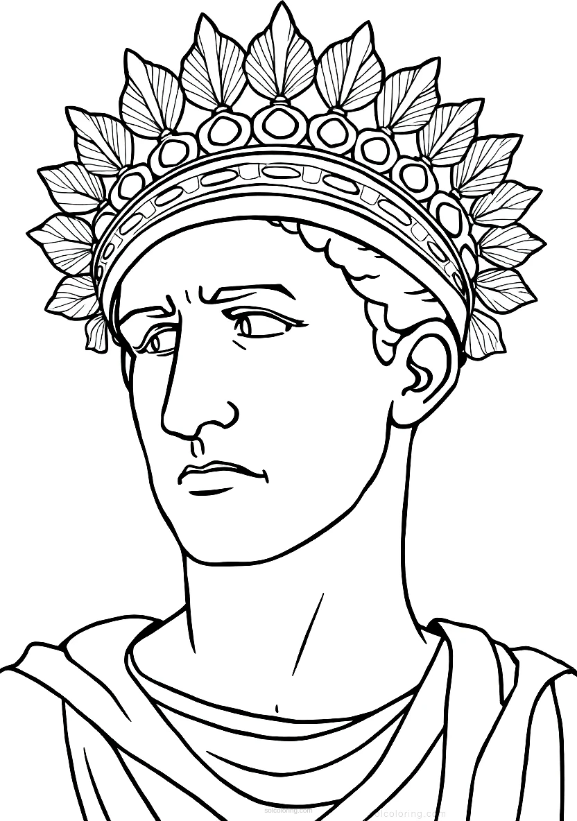 Roman Emperor with Laurel Crown coloring page for kids