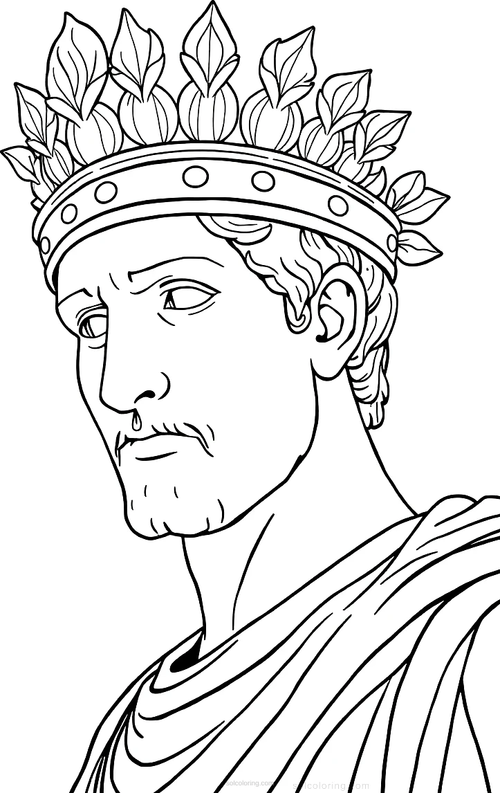 Roman Emperor with Laurel Crown coloring page for kids
