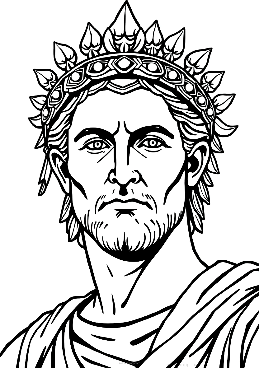 Roman Emperor with Laurel Crown coloring page for kids