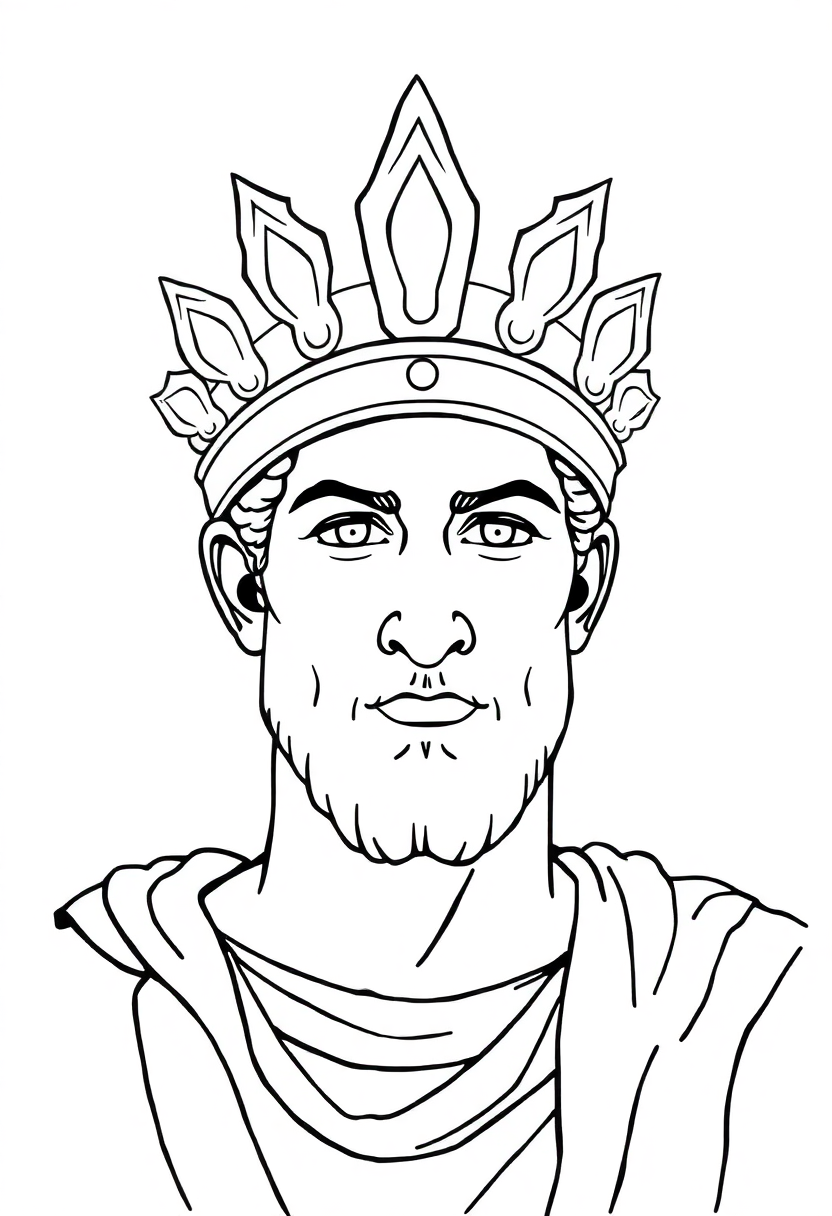 Roman Emperor with Laurel Crown coloring page, free printable