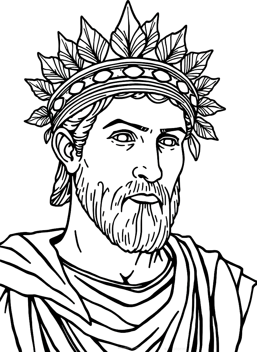 Roman Emperor With Laurel Crown coloring pages
