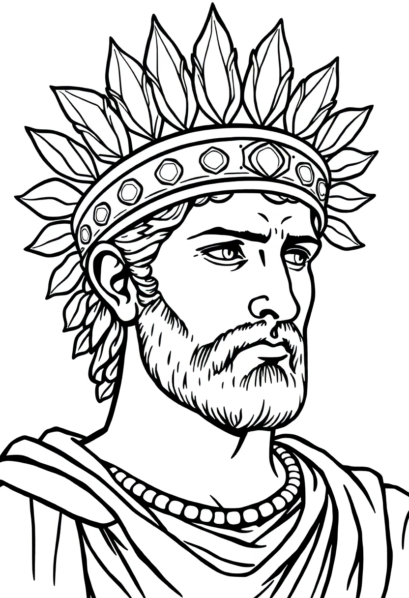Roman Emperor with Laurel Crown coloring page, free printable