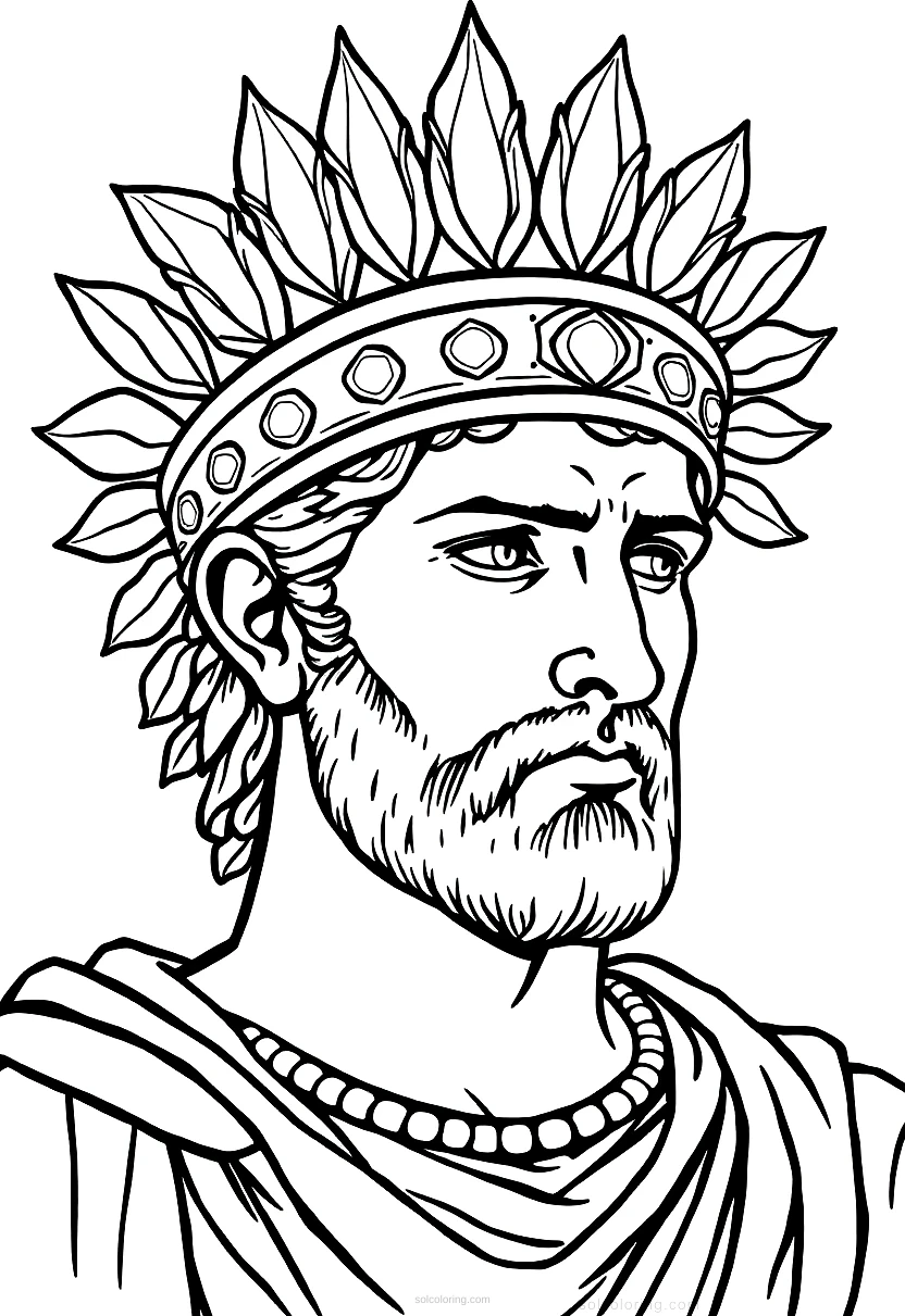 Roman Emperor with Laurel Crown coloring page for kids