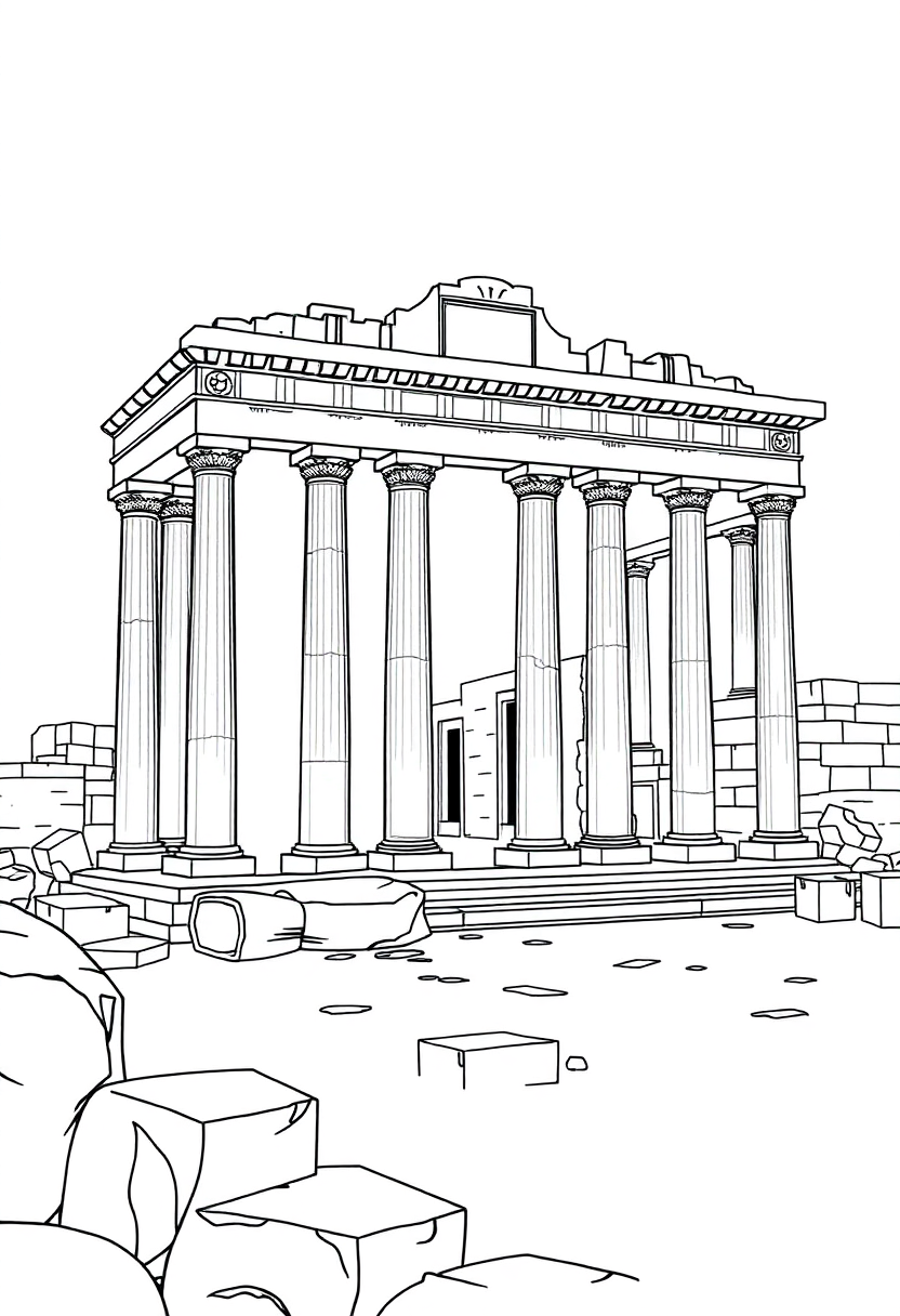Roman Forum Ruins coloring page, free printable