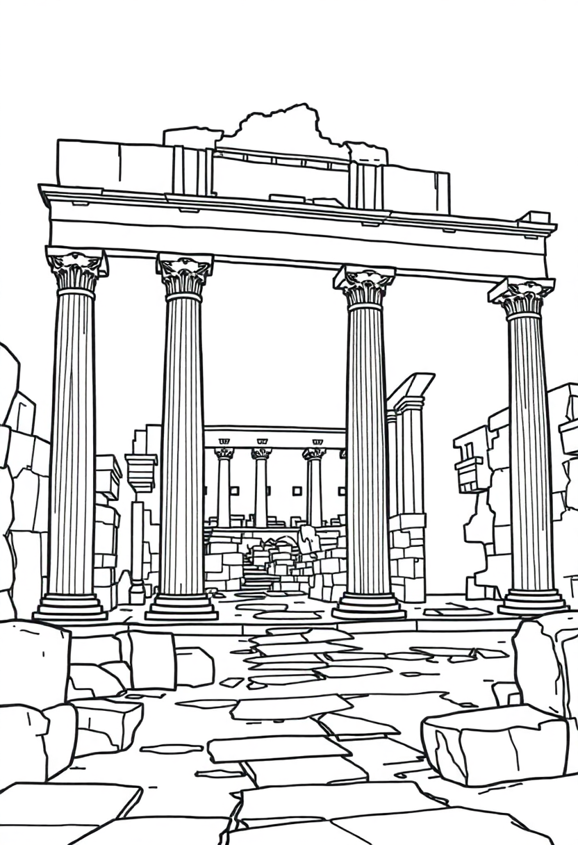 Roman Forum Ruins coloring page, free printable