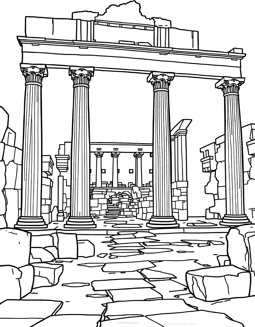 Roman Forum Ruins coloring page for kids