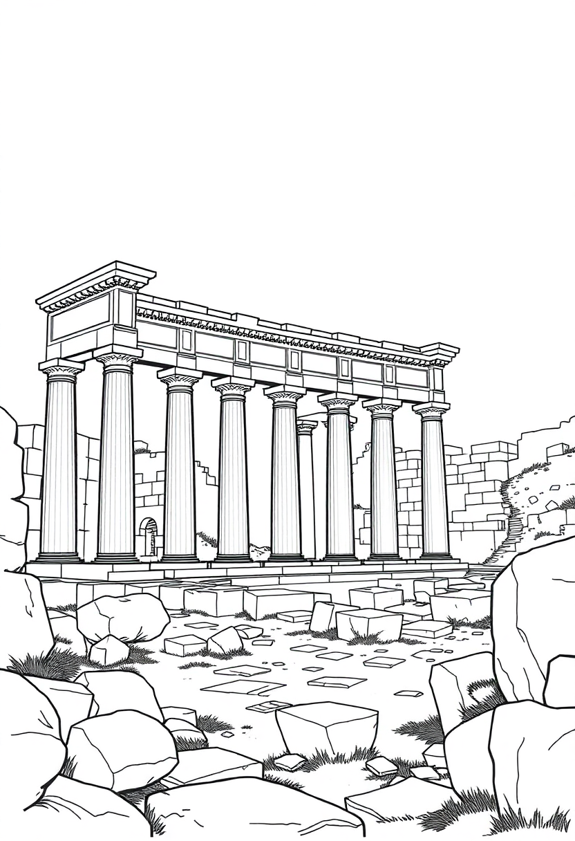 Roman Forum Ruins coloring page, free printable