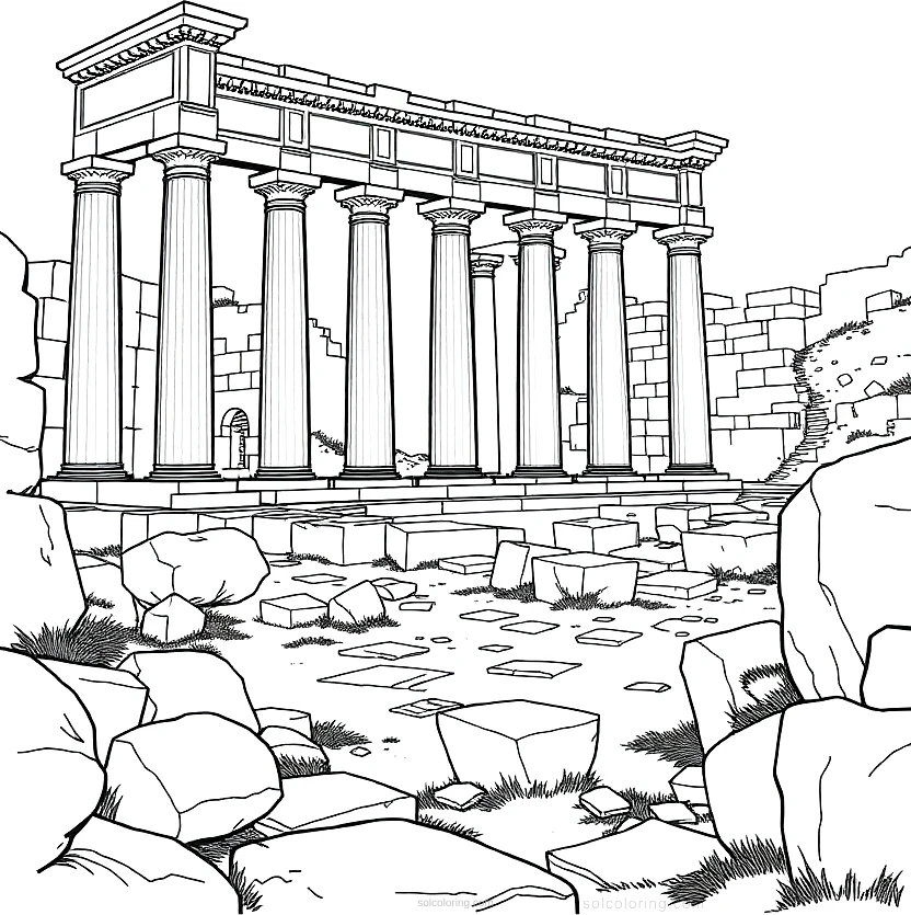 Roman Forum Ruins coloring page for kids
