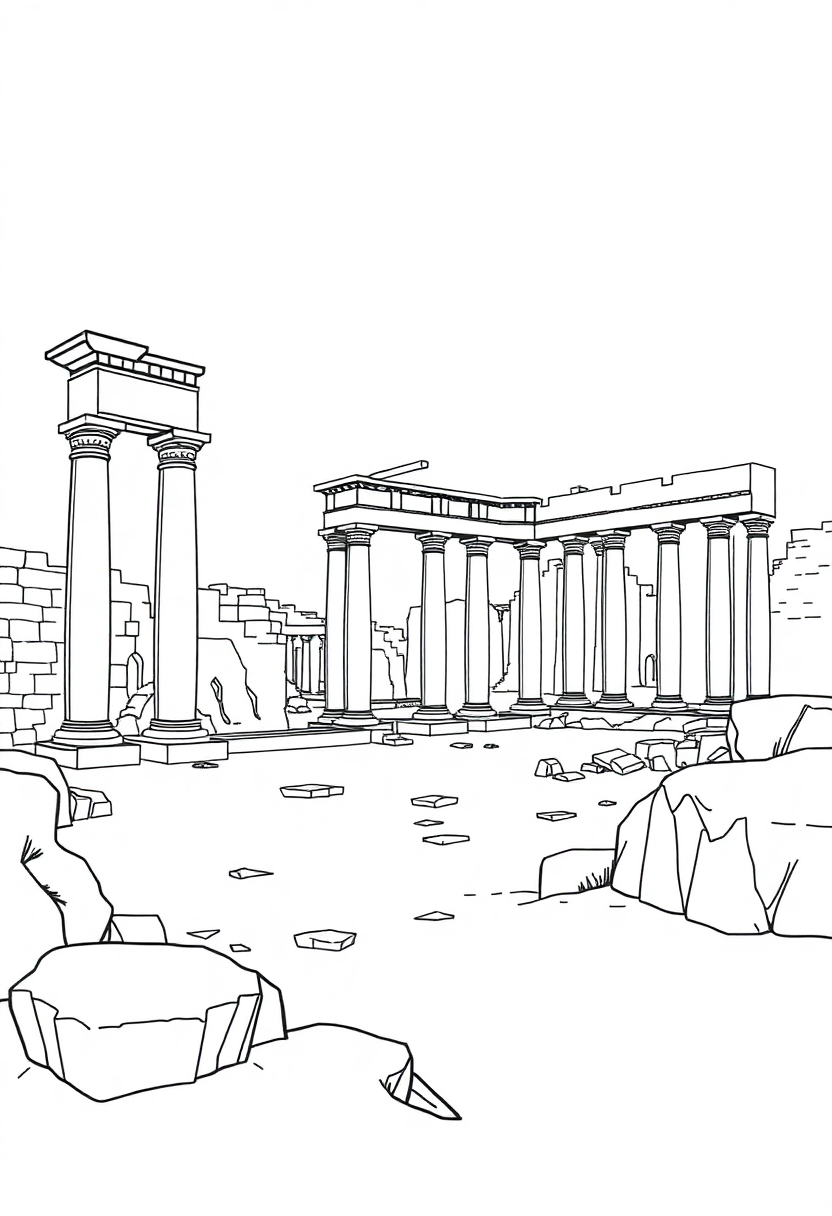 Roman Forum Ruins coloring page, free printable