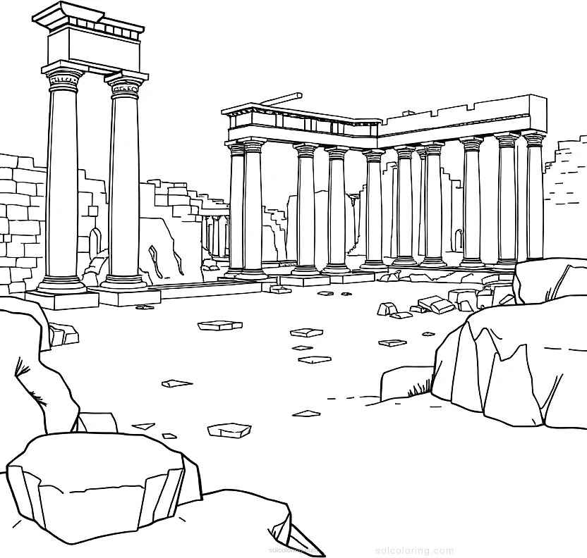 Roman Forum Ruins coloring page for kids