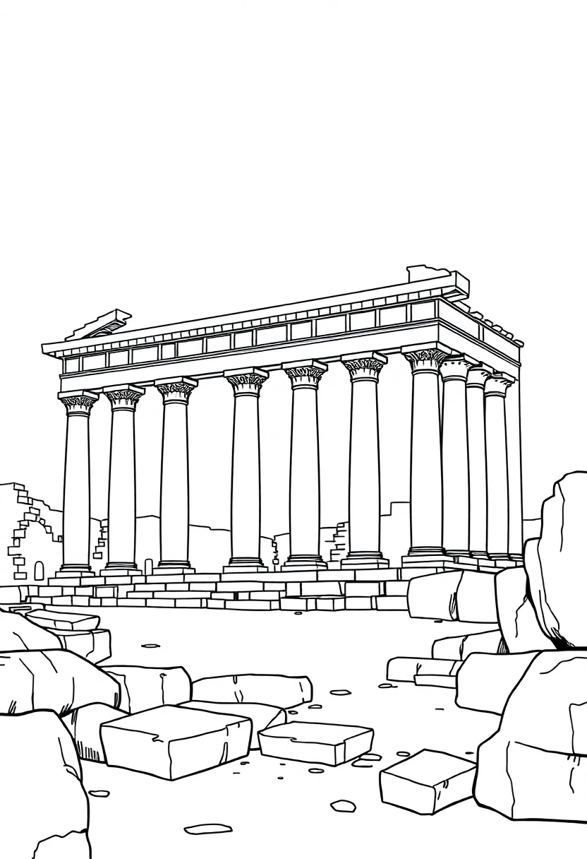 Roman Forum Ruins coloring page, free printable