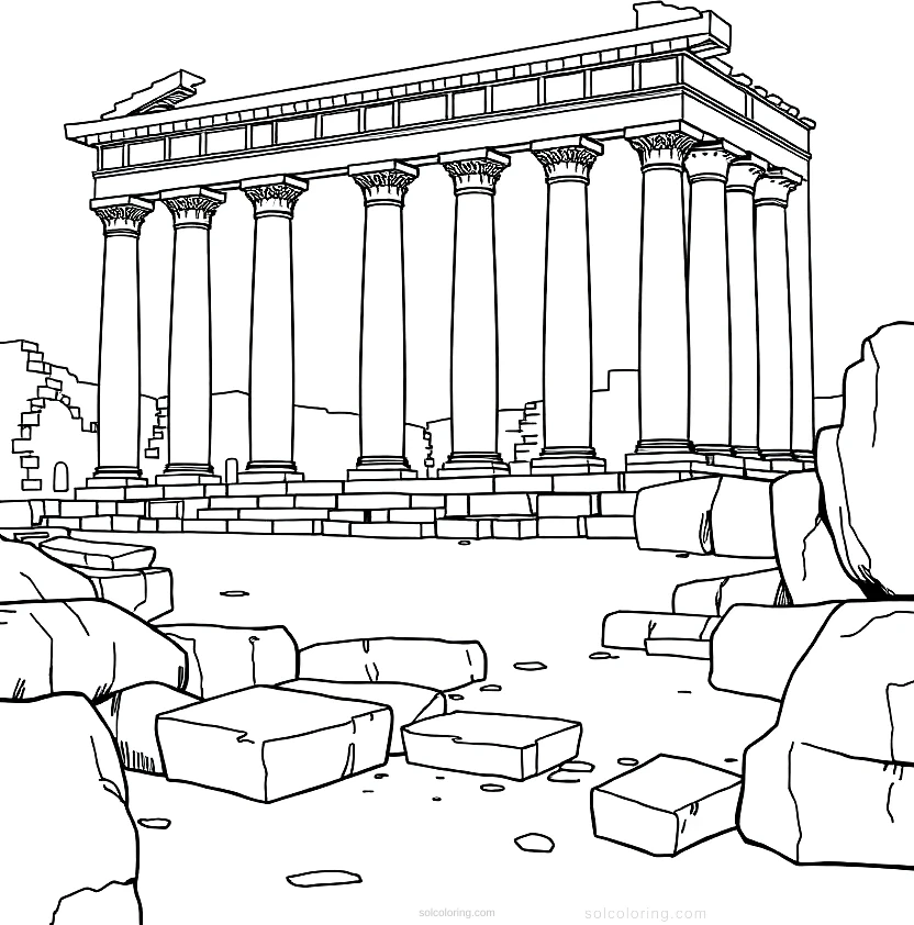 Roman Forum Ruins coloring page for kids