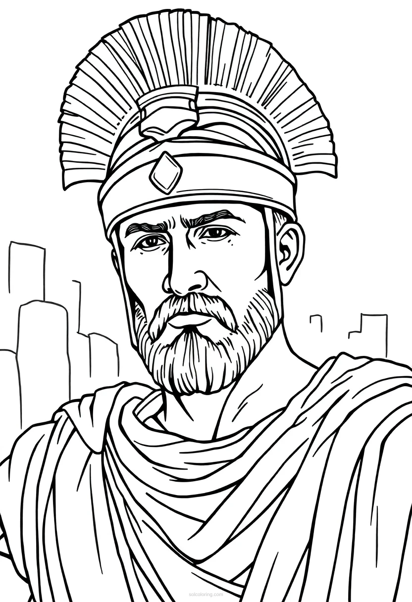 Roman Gladiator Cute Cartoon coloring pages