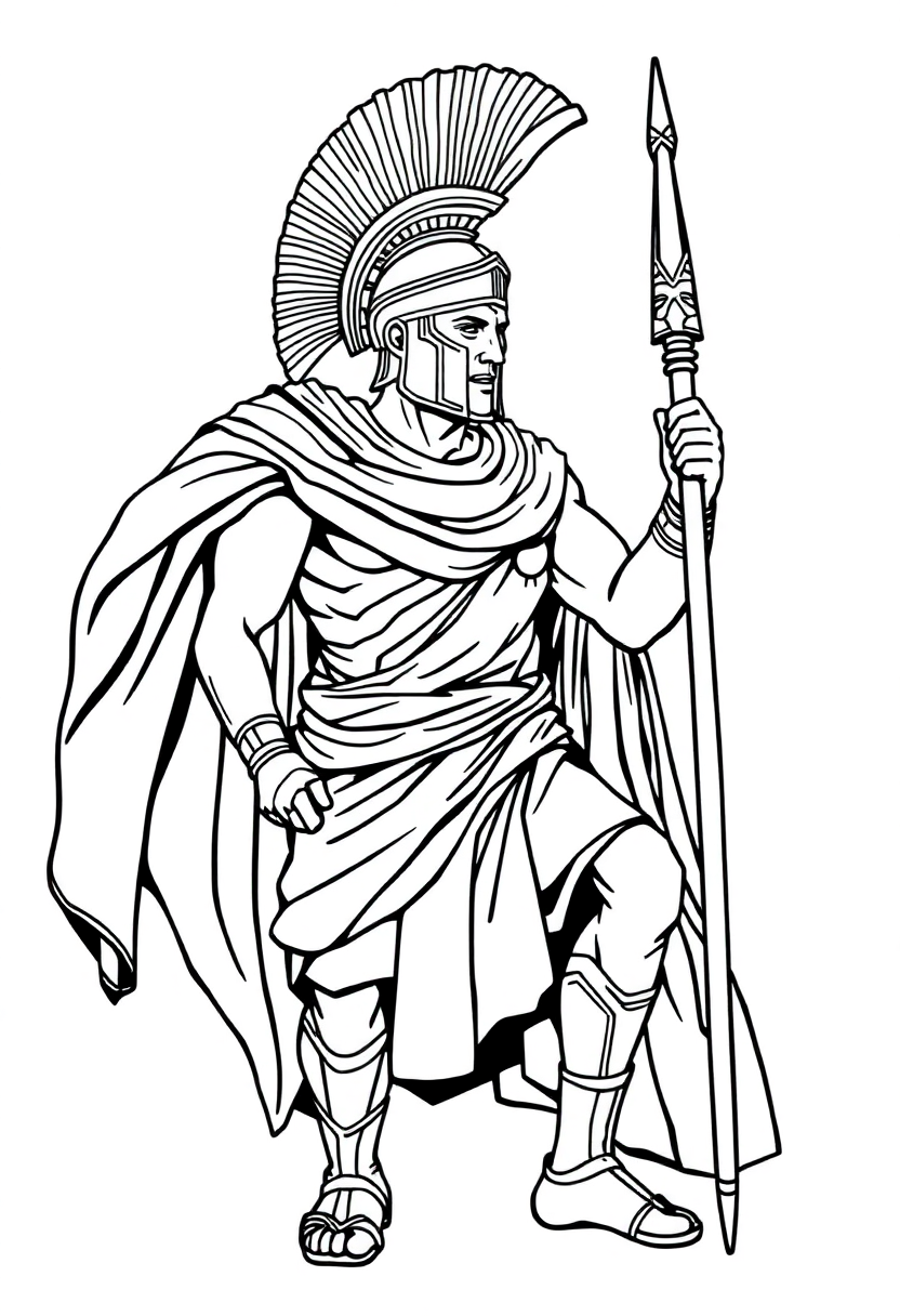 Roman Gladiator coloring page, free printable