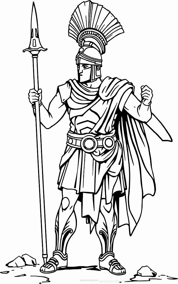 Roman Gladiator coloring page for kids