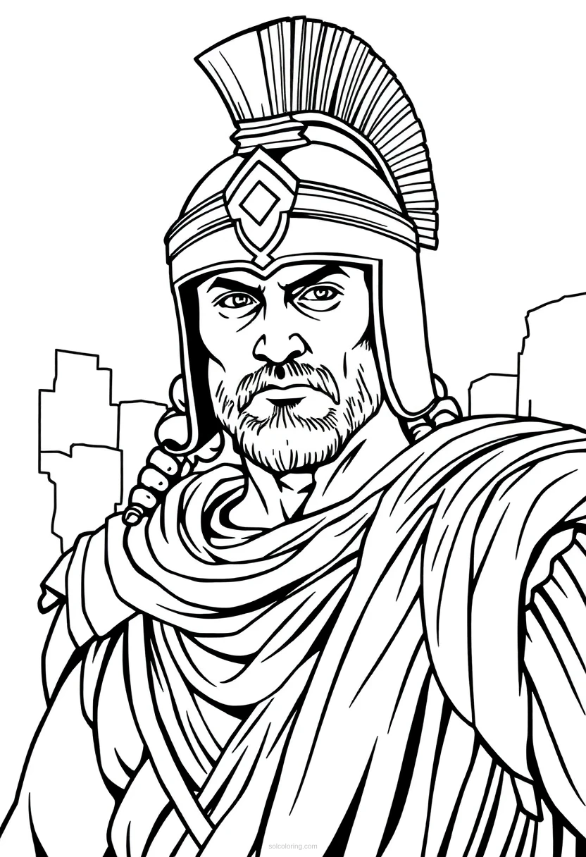 Roman Gladiator coloring page for kids