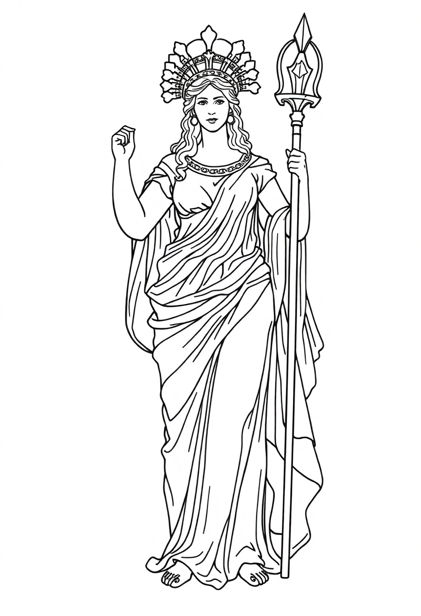 Roman Goddess Minerva coloring page, free printable