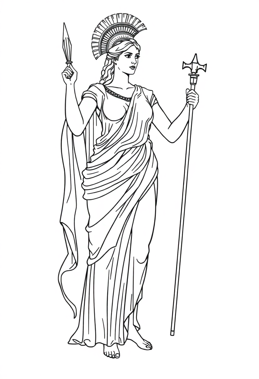 Roman Goddess Minerva coloring page, free printable